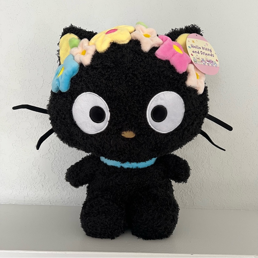 Chococat Sanrio Hello Kitty and Friends Black Cat Plush flower crown Floral